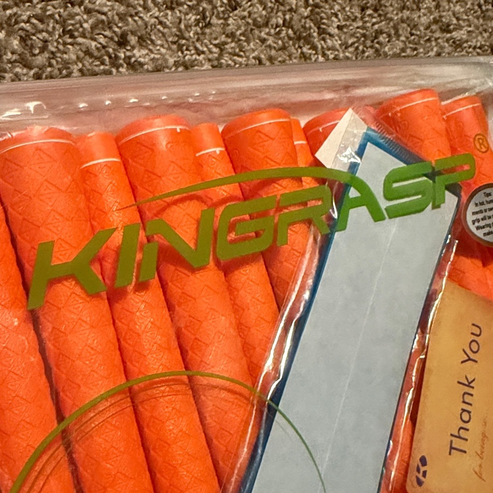 Kingrasp set of 13 midsize orange rubber golf club grips w/2-sided tape - NEW! - Picture 2 of 8